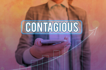 Handwriting text Contagious. Conceptual photo transmissible by direct or indirect contact with...