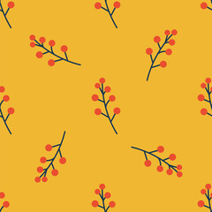 Branch with berries. Floral pattern.