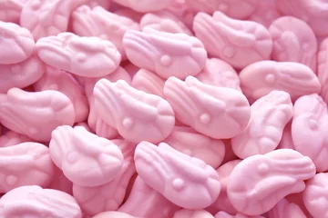 Rolgordijnen Pink shrimp candy sweets.  © Maliflower73