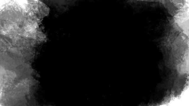Abstract ink splatter transition in black and white seamless loop. Turbulent painting blot spreading from the center in this contemporary reveal 3D animation. 4K background