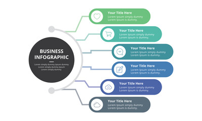 6 step infographics business chart design. Vector illustration Template.