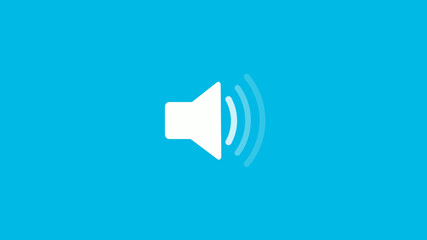 Beautiful white color speaker icon on cyan background, Sound icon