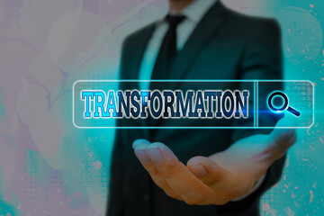 Writing note showing Transformation. Business concept for process, or instance of transforming or being transformed Web search digital information futuristic technology network connection