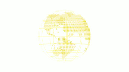 Yellow color 3d technology earth icon on white background, World 3d map icon