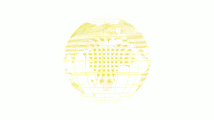 Yellow color 3d technology earth icon on white background, World 3d map icon