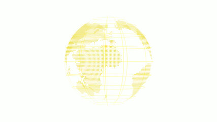Yellow color 3d technology earth icon on white background, World 3d map icon