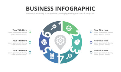 Vector infographic circle template with Six Steps Template.