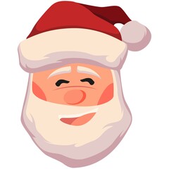 Happy santa claus face vector illustration. Christmas santa claus head icon isolated on white background. Cute cartoon character
