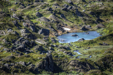 Small lake in the valley Karkevagge in Lapland
