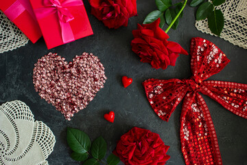 Fototapeta na wymiar Valentine's day decorations postcard 