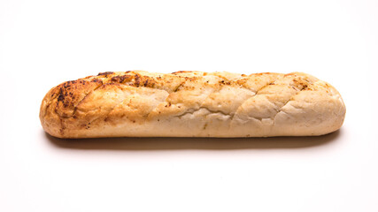 Loaf,baguette,seasoned, white on white background isolated