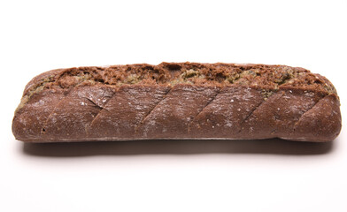 Loaf,baguette,seasoned, gray on white background isolated