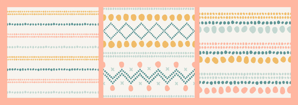 Abstract spots pastels boho pattern set 4