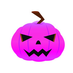 violet halloween head on white background, halloween decoration, halloween pumpkin