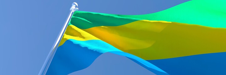 3D rendering of the national flag of Gabon waving in the wind