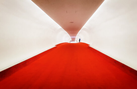 walkway from concourse to plane gate, TWA terminal, JFK airport, New York, USA