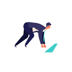 Businessman starting the race.  Active poses of business people.