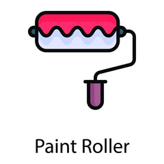 paint roller color line vector icon