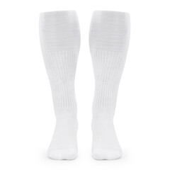 White long socks mockup isolated on white background with clipping path.