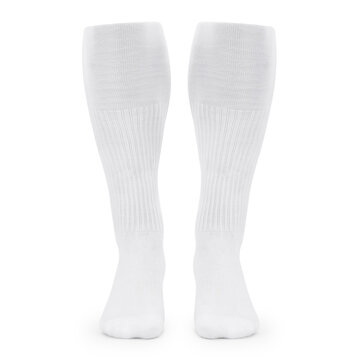White long socks mockup isolated on white background with clipping path.