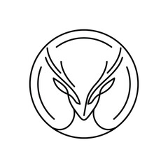 Animal Deer moose head logo design woman mother line art logo inspiration vector icon illustration custom logo design 