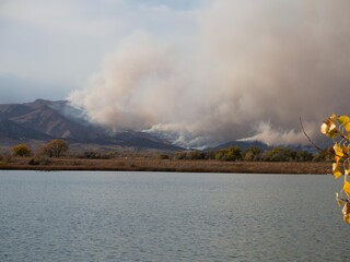 Boulder, CO 10-17-2020: Calwood Fire, Forest Fire about 1 mile east of the fire