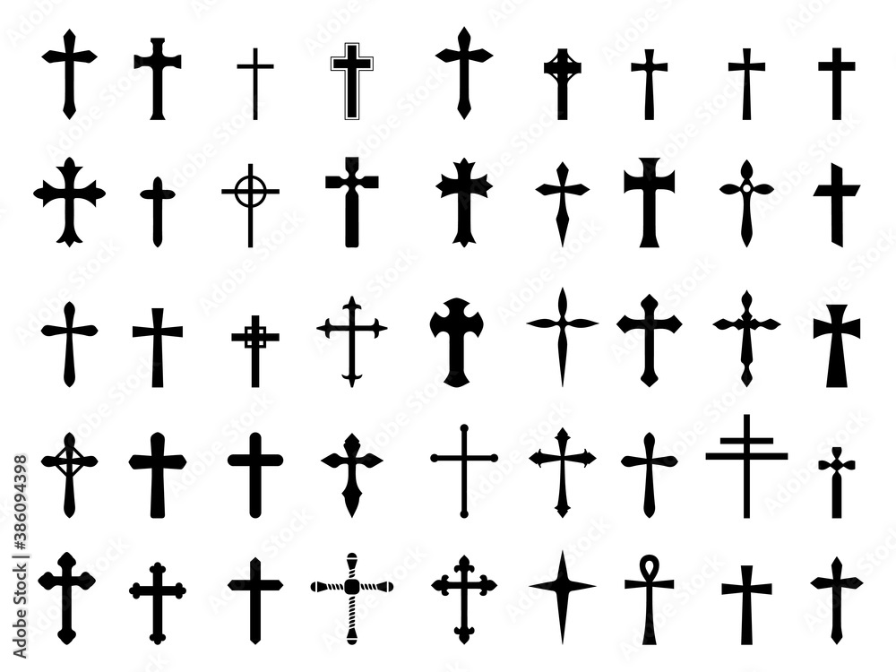 Wall mural illustration vector simple christian cross icon collection - Wall murals