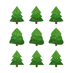 Vector set of cartoon Christmas trees
