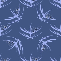 Fototapeta na wymiar Flowers seamless background. Plants on a blue background. For textiles, fabrics, wrapping paper or packaging. Vector image