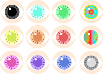 カラフル　アイ　イラスト12種類