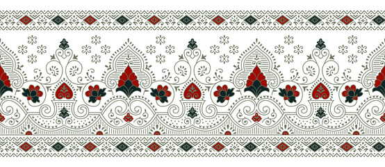 Seamless traditional Asian textile fabric border