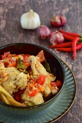 Ayam Balado, Indonesian food, cooked chicken in spicy chili sauce 