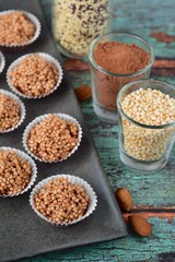 Quinoa puff almond chocolate sweet treats 