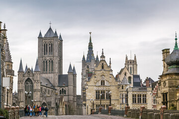 Fototapeta premium view of historic center of Ghent, Belgium