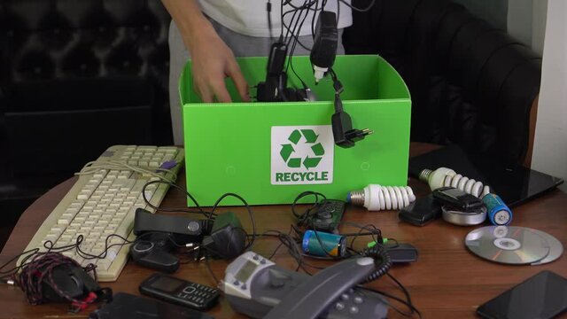 Old Electronics. Electronic Waste Recycling. Defective, broken and obsolete electrical devices. Sorting, dispose and recycle of e-waste