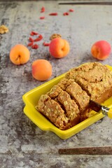 Apricot walnut goji berry oat loaf cake. 