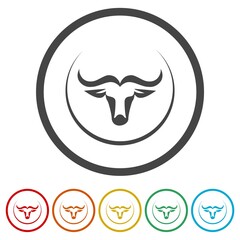 Bull Head ring icon, color set