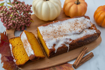One loaf of home made pumpkin bread