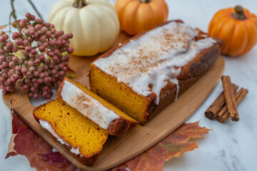 One loaf of home made pumpkin bread