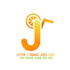 Letter J Orange Juice Logo Template Design Vector Illustration on White Background - Fresh Drink and Beverage Logo for Company - Cafe and Restaurant
