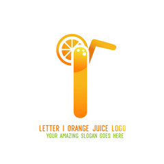 Letter I Orange Juice Logo Template Design Vector Illustration on White Background - Fresh Drink and Beverage Logo for Company - Cafe and Restaurant
