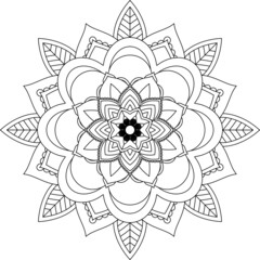Easy Mandala coloring book simple and basic for beginners, seniors and children. Set of Mehndi flower pattern for Henna drawing and tattoo. Decoration in ethnic oriental, Indian style.