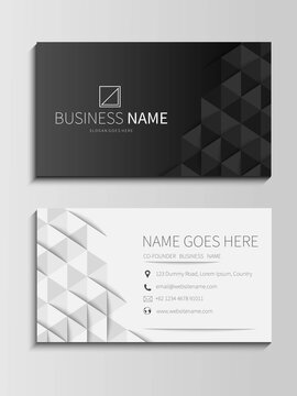 Geometric Black and White Business Card Template. Vector Design Illustration.