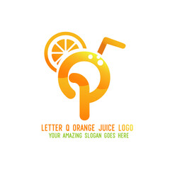 Letter Q Orange Juice Logo Template Design Vector Illustration on White Background - Fresh Drink and Beverage Logo for Company - Cafe and Restaurant
