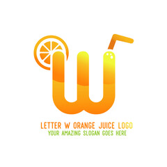 Letter W Orange Juice Logo Template Design Vector Illustration on White Background - Fresh Drink and Beverage Logo for Company - Cafe and Restaurant
