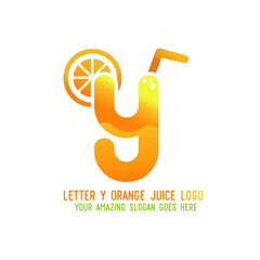 Letter y Orange Juice Logo Template Design Vector Illustration on White Background - Fresh Drink and Beverage Logo for Company - Cafe and Restaurant
