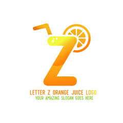 Letter Z Orange Juice Logo Template Design Vector Illustration on White Background - Fresh Drink and Beverage Logo for Company - Cafe and Restaurant
