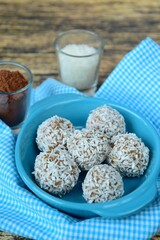 Avocado coconut chocolate protein energy balls
