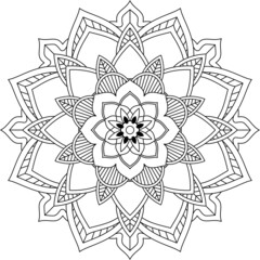 Easy Mandala coloring book simple and basic for beginners, seniors and children. Set of Mehndi flower pattern for Henna drawing and tattoo. Decoration in ethnic oriental, Indian style.