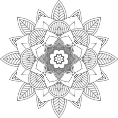 Easy Mandala coloring book simple and basic for beginners, seniors and children. Set of Mehndi flower pattern for Henna drawing and tattoo. Decoration in ethnic oriental, Indian style.